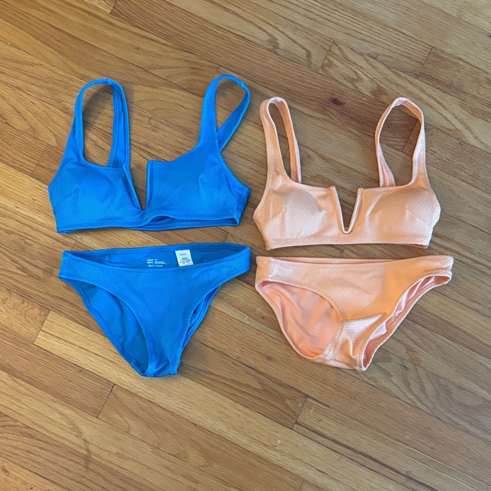 Aerie Swim Bikinis in Blue and Peach- XXS